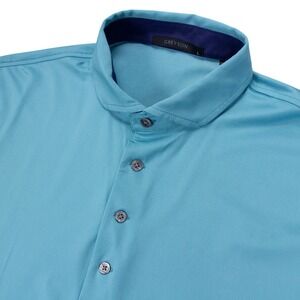 Greyson Mens L Blue Solid Golf Polo Nylon Stretch Short‎ Sleeve Shirt